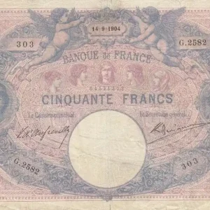 Billet France 50 Francs Bleu et Rose - 14-09-1904 Série G.2582 Affaire À Saisir