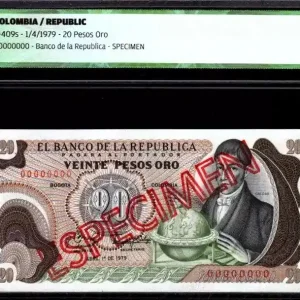 Meilleure Vente Billet Colombie 20 Pesos de Oro de Oro, F. J. de Caldas - 1979 - ICG AU/UNC60