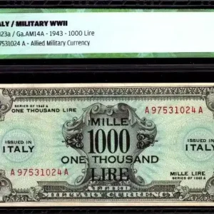 Billet Italie 1000 Lire Bleu et noir - 1943 A - ICG EF+ 48 Marque