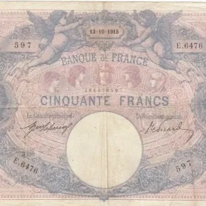 En Vogue Billet France 50 Francs Bleu et Rose - 13-10-1915 Série E.6476