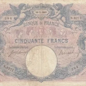 Commande En Gros Billet France 50 Francs Bleu et Rose - 18-02-1919 Série S.8271