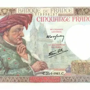 Billet France 50 Francs Jacques Coeur - 23-01-1941 Série J.30 Expédié Aujourd’hui