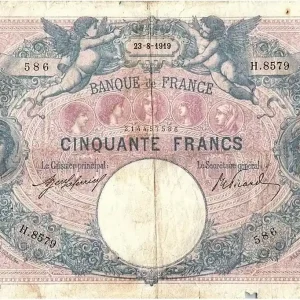 Billet France 50 Francs Bleu et Rose - 23-08-1919 Série H.8579 Original