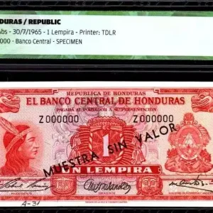 Offre Spéciale Billet Honduras 1 Lempira Lempira - Idole Maya - 1965 - ICG UNC63