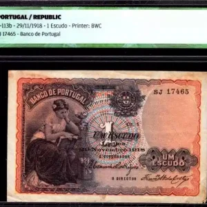 Billet Portugal 1 Escudo Education, Musique - 29/11/1918 - ICG VF/EF40 Acheter Direct