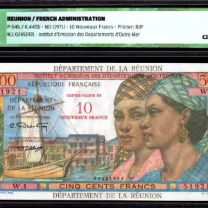 Achat Immédiat Billet Réunion 500 Francs Pointe-À-Pitre - Surchargé 10 NF - 1971 - ICG UNC66