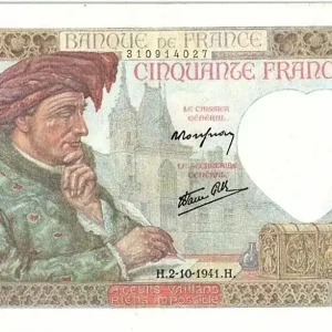 Prix Cassé Billet France 50 Francs Jacques Coeur - 02-10-1941 Série K.125