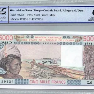 Prix Promo Billet BCEAO 5000 Francs Mali - Pirogues de pêche - 1985 - PCGS UNC 64 OPQ