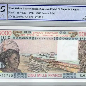 Billet BCEAO 5000 Francs Mali - Pirogues de pêche - 1989 - PCGS UNC 65 OPQ Achetez Aujourd’hui