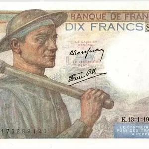 Billet France 10 Francs Mineur - 13-01-1944 Série O.70 Offre Limitée