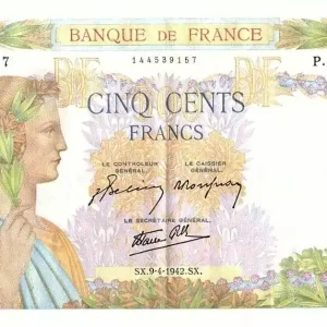 Tendance Billet France 500 Francs La Paix - 09-04-1942 Série P.5782-157