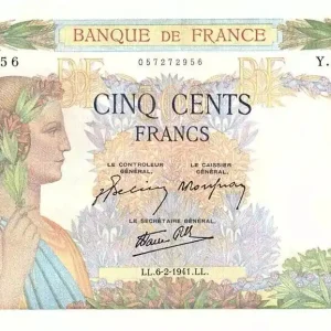 Meilleur Prix Billet France 500 Francs La Paix - 06-02-1941 Série Y.2291