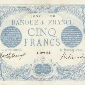 Billet France 5 Francs Bleu - 06-11-1916 Série Z.14770 SUP+ Vente Flash
