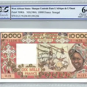 Billet BCEAO 10000 Francs Sénégal - Tissage - 1984 - PCGS UNC 64 OPQ Seulement Aujourd’hui