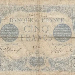 Produit De Marque Billet France 5 Francs Bleu - 07-12-1915 Série X.9191
