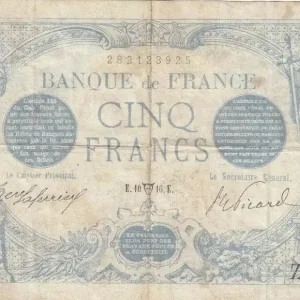 Billet France 5 Francs Bleu - 10-05-1916 Série Z.11285 Dernier Modèle