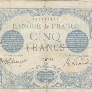 Promotion Saisonnière Billet France 5 Francs Bleu - 17-06-1916 Série G.12403
