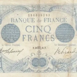 Bon Marché Billet France 5 Francs Bleu - 30-08-1916 Série P.14666