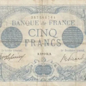 Réduction Billet France 5 Francs Bleu - 02-11-1916 Série Z.14702