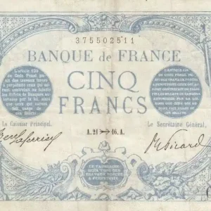 Nouvel Arrivage Billet France 5 Francs Bleu - 21-11-1916 Série C.15021