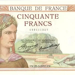 Édition Limitée Billet France 50 Francs Cérès - 25-03-1937 Série M.5965