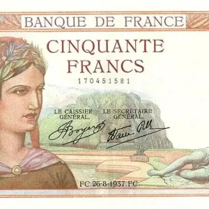 Quantité Limitée Billet France 50 Francs Cérès - 26-08-1937 Série B.6819