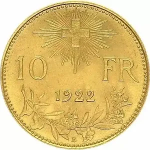Bon Marché Suisse 10 Francs Vreneli 1922 - B Berne Or