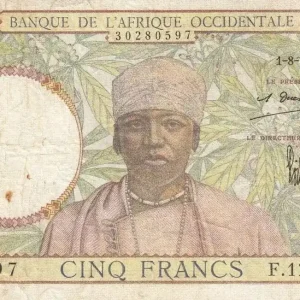 Authentique Billet B A O 5 Francs Caféier - Tisseran - 01-08-1935 Série F.1212