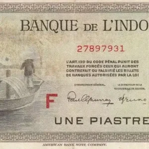Vente Flash Billet Indo-Chine Fr. 1 Piastre Pêcheurs - 1945 (1951) Série F