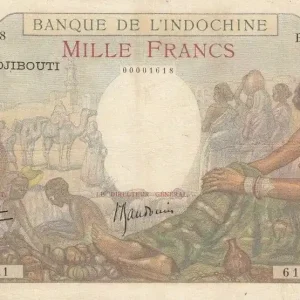 Billet Djibouti 1000 Francs Scène de Marché - 1938 Série B.1 Retour Gratuit