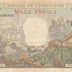 Prix Choc Billet Djibouti 1000 Francs Scène de Marché - 1938 Série T.1