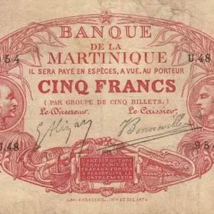 Offre Limitée Billet Martinique 5 Francs Cabasson rouge - 1903 Série U.48