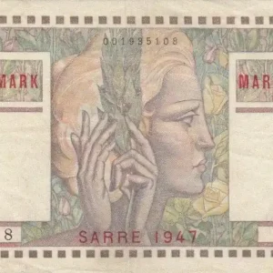 Billet Sarre 10 Mark Portrait de femme - 1947 Série U.1 Offre Spéciale