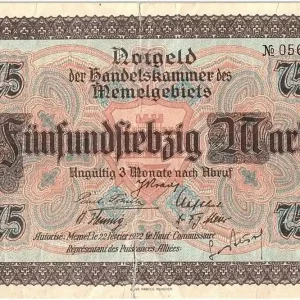 Réduction Billet Memel 75 Mark Scieries - 1922