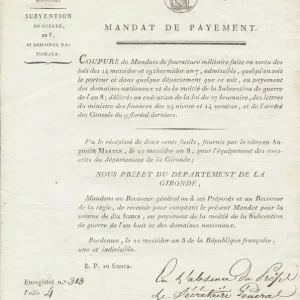 Billet France 10 Francs Département de la Gironde - An 8 - Subvention de Guerre an 8 - 1799 Achetez Aujourd’hui