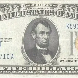 Garantie Incluse Billet USA 5 Dollars Lincoln - Yellow seal 1934 A