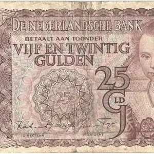 Billet Pays-Bas 25 Gulden Jeune Fille - Dessins - 1943 Meilleure Vente