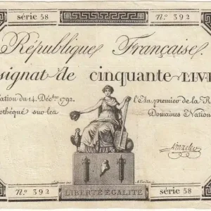 Populaire Billet France 50 Livres France assise - 14-12-1792 - Sign. Linreler