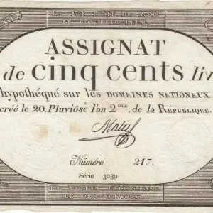 Acheter Direct Billet France 500 Livres 20 Pluviose An II - 8.2.1794 - Sign. Mala