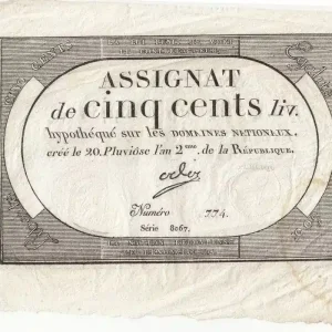 Billet France 500 Livres 20 Pluviose An II - 8.2.1794 - Sign. Oder Dernier Modèle