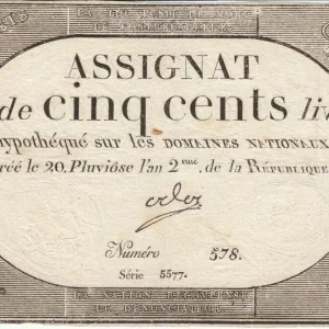 Dernière Chance Billet France 500 Livres 20 Pluviose An II - 8.2.1794 - Sign. Oder