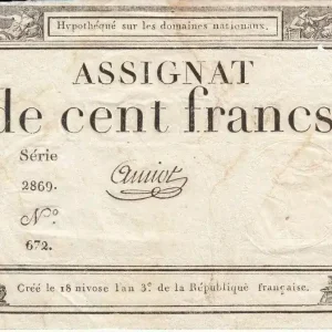 Livraison Gratuite Billet France 100 Francs 18 Nivose An III - 7.1.1795 - Sign. Amiot