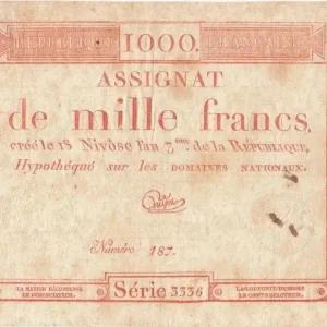 Achetez Aujourd’hui Billet France 1000 Francs 18 Nivose An III - 7.1.1795 - Sign. Guyot