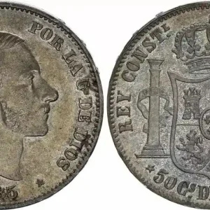 Philippines 50 Centimos Alphonse XII - 1885 Haute Qualité