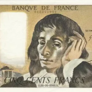 Billet France 500 Francs Pascal - Spécimen avec lettre - 1968 Dernier Modèle