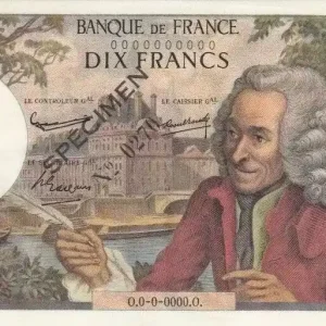 Livraison Express Billet France 10 Francs Voltaire - Spécimen - 1963 avec lettre
