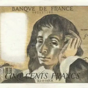 Remise Billet France 500 Francs Pascal - 05-08-1971 Série W.25
