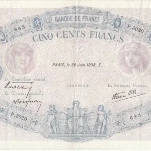 Billet France 500 Francs Rose et Bleu - 30-06-1938 Série P.3020 Prix Réduit
