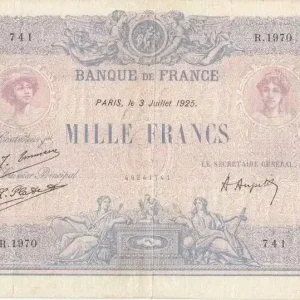 Billet France 1000 Francs Rose et Bleu - 03-07-1925 Série R.1970 Bon Marché
