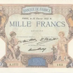 Billet France 1000 Francs Cérès et Mercure - 25-02-1932 Série A.1777 Prix Bas